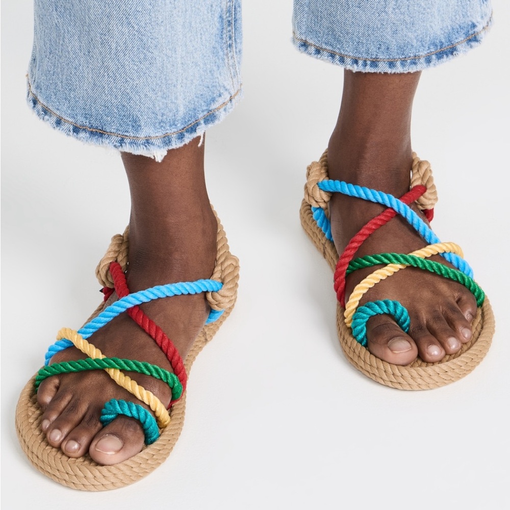 💯 Authentic Bohonomad Ibiza Multicolor Rope Sandals Size US 9 EUR 40